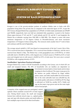 Pragati, Koraput Experiences in System of Ragi Intensification