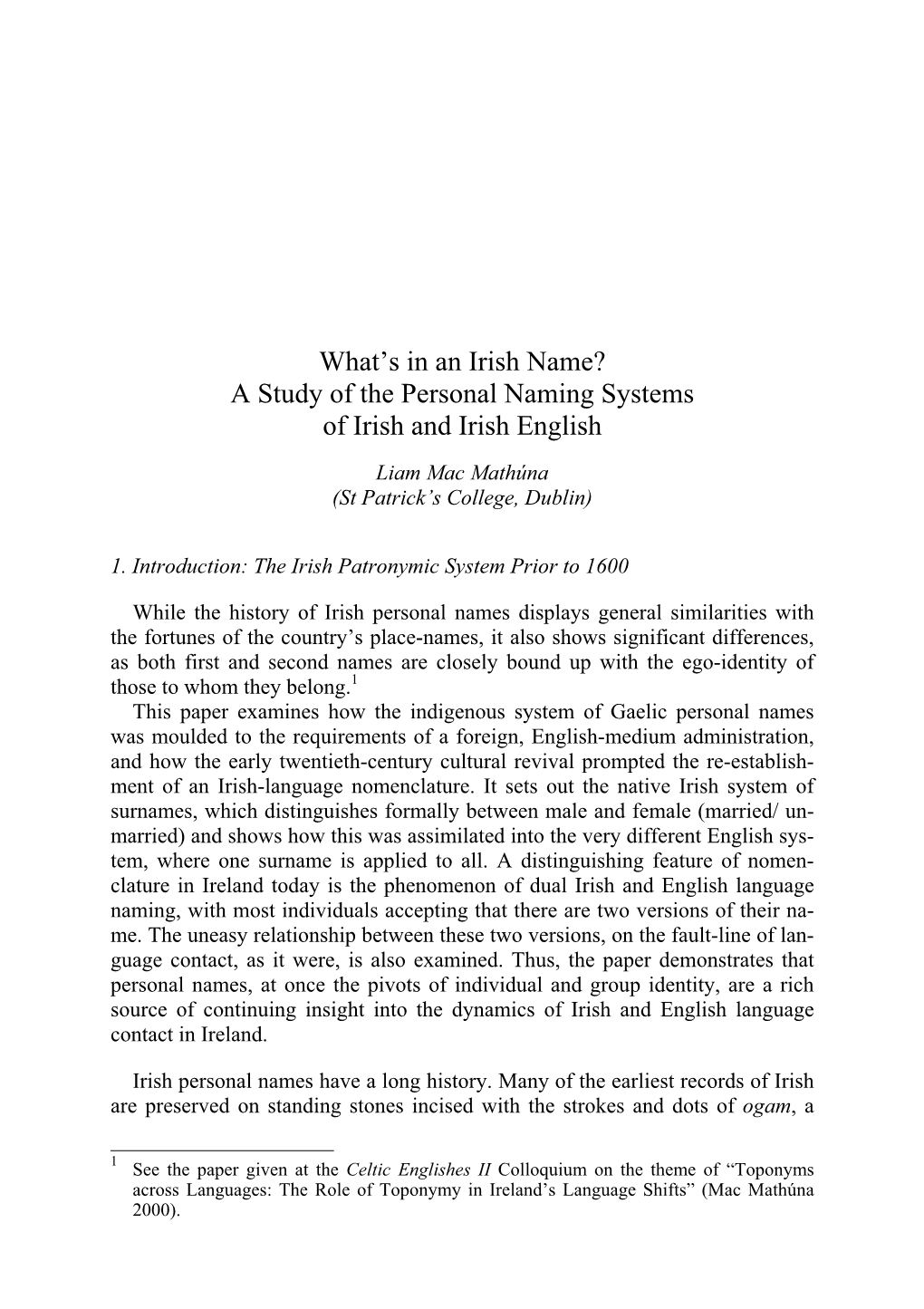 What's in an Irish Name?