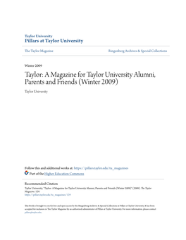 A Magazine for Taylor University Alumni, Parents and Friends (Winter 2009) Taylor University