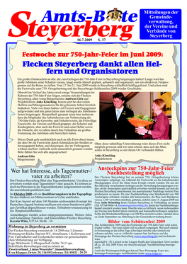 Amts-Bo Te Verwaltung, Der Vereine Und Verbände Von Eyerberg Steyerberg St 16.7.2009 S