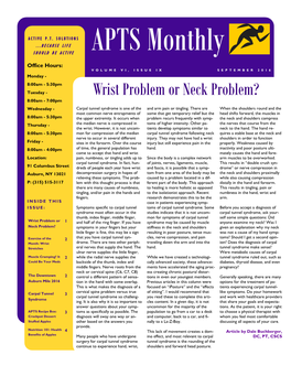 Wrist Problem Or Neck Problem? 8:00Am - 7:00Pm Wednesday - Carpal Tunnel Syndrome Is One of the and Arm Pain Or Tingling