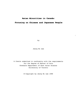 Asian Minorities in Canada: Focusing on Chinese and Japanese People