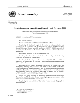 General Assembly 18 January 2006