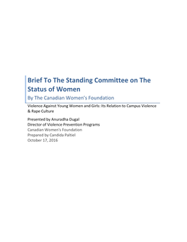 Brief to the Standing Committee on the Status of Women