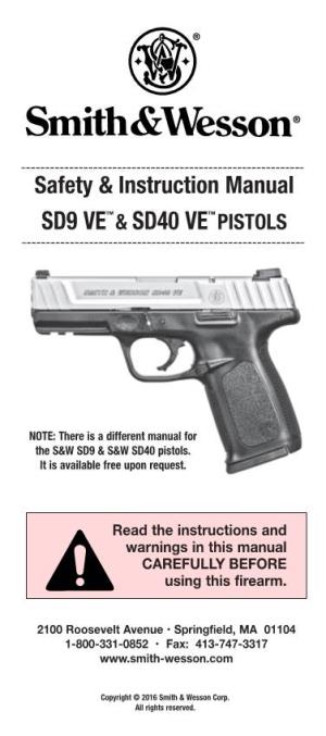 SD9VE & SD40VE Pistol Manual