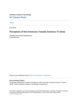 Perceptions of Non-Americans Towards American TV Series