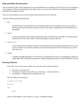 Matlab Tutorial Handout #1