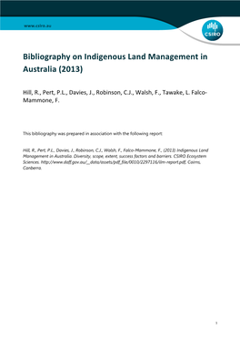 Bibliography on Indigenous Land Management in Australia (2013)