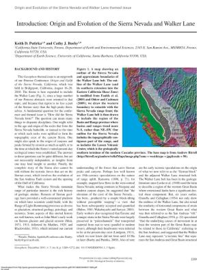 Origin and Evolution of the Sierra Nevada and Walker Lane Themed Issue