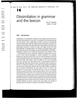Dissimilation in Grammar and the Lexicon 381