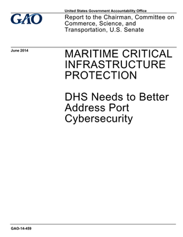 Gao-14-459, Maritime Critical Infrastructure Protection