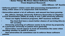 • Some Things We Know About Software Patents • from Empirical