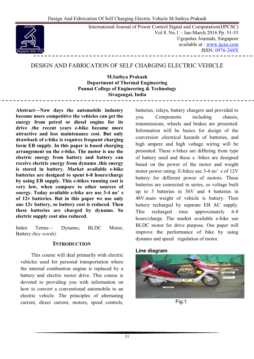 Design and Fabrication of Self Charging Electric Vehicle M.Sathya