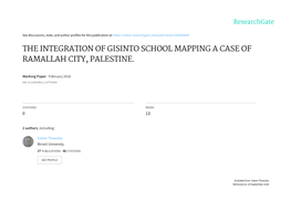 The Integration of Gisinto School Mapping a Case of Ramallah City, Palestine
