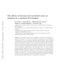 The Effects of Thermal and Correlated Noise on Magnons in a Quantum