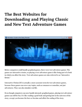 The Best Websites for Downloading and Playing Classic and New Text Adventure Games