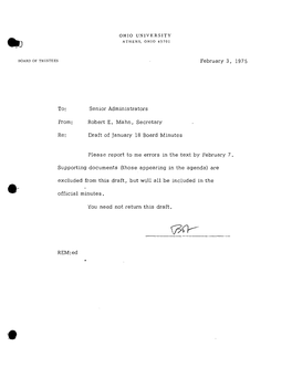 February 3, 1975 To: Senior Administrators From: Robert E