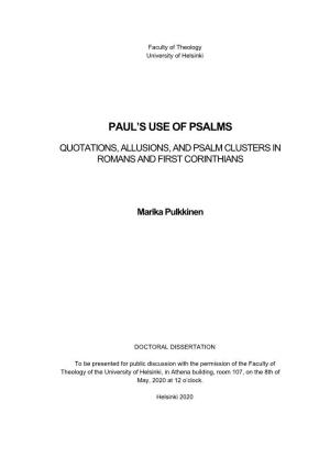 Paul's Use of Psalms: Quotations, Allusions
