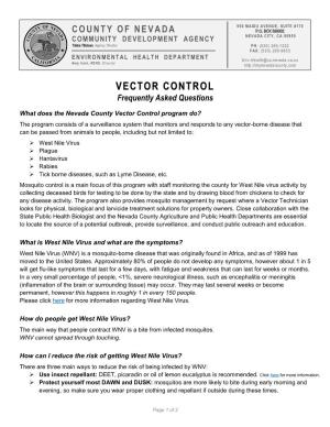 VECTOR CONTROL Frequently Asked Questions