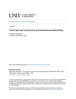 You've Got Mail": Email Use in Post-Dissolutional Relationships