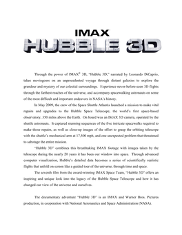 HUBBLE 3D Production Notes 2 24 10