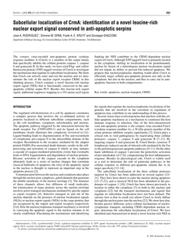 Subcellular Localization of Crma: Identification of a Novel Leucine-Rich