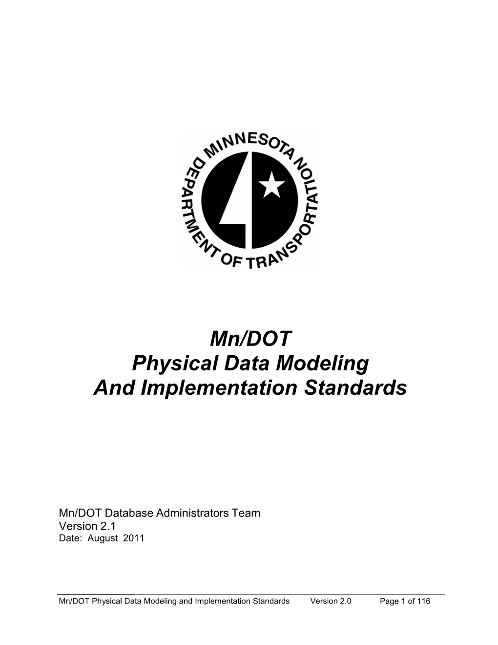 Mn/DOT Physical Data Modeling and Implementation Standards