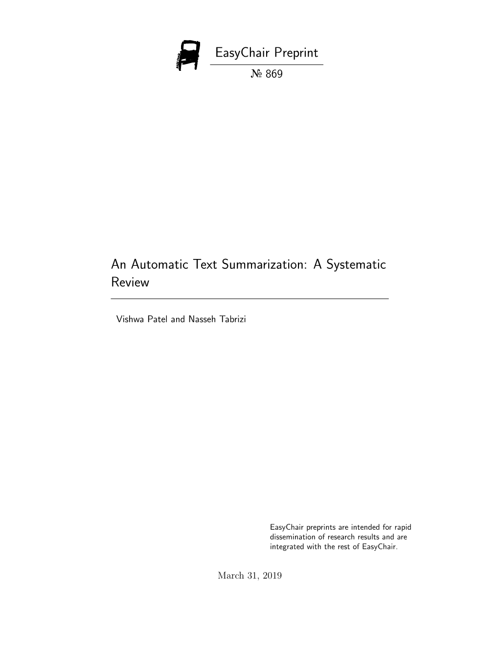 An Automatic Text Summarization: a Systematic Review