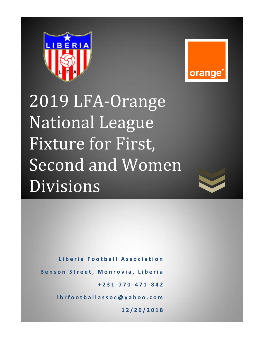 2019 LFA-Orange National League Fixture for First, Second and Women Divisions