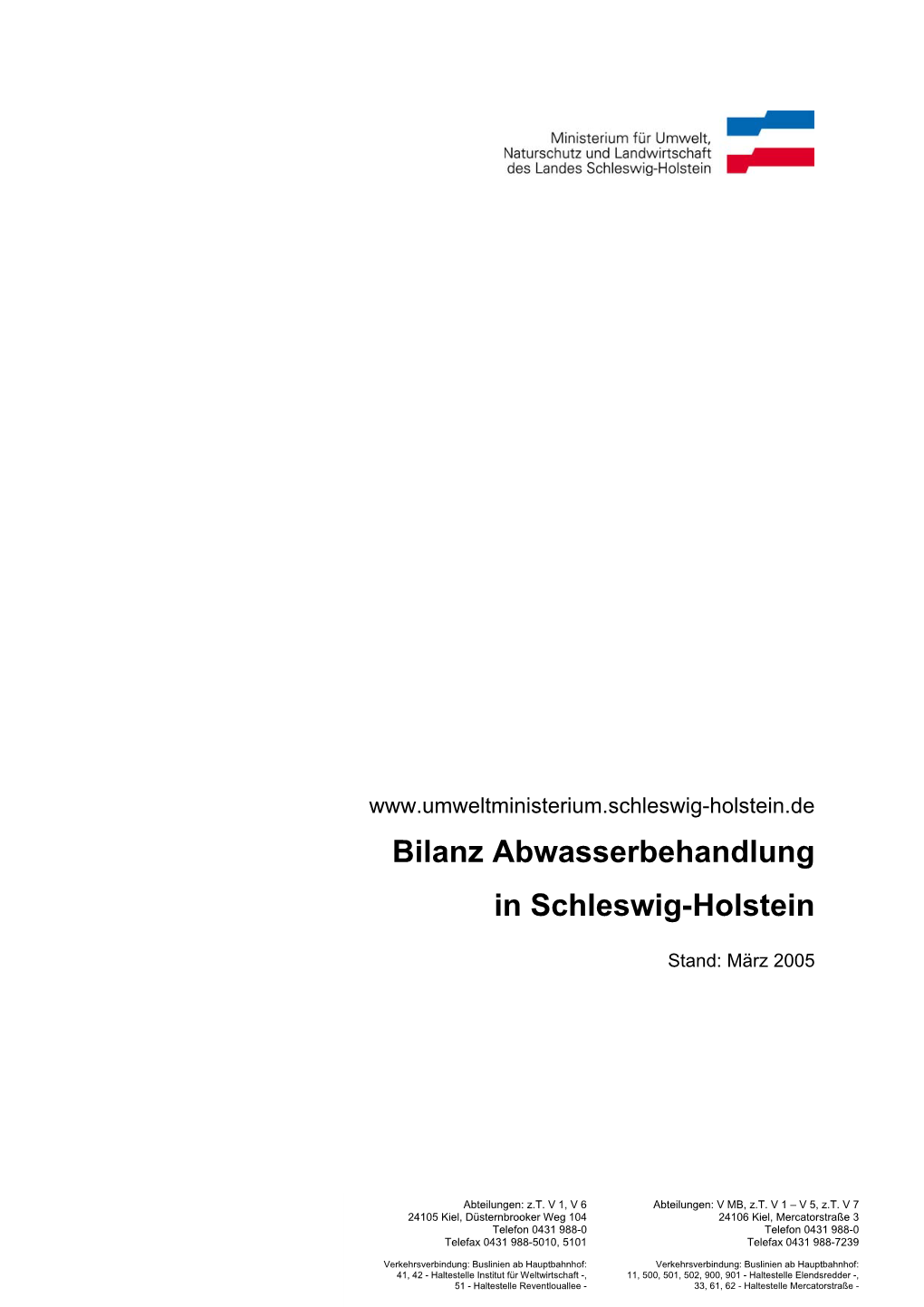 Bilanz Abwasserbehandlung in Schleswig-Holstein