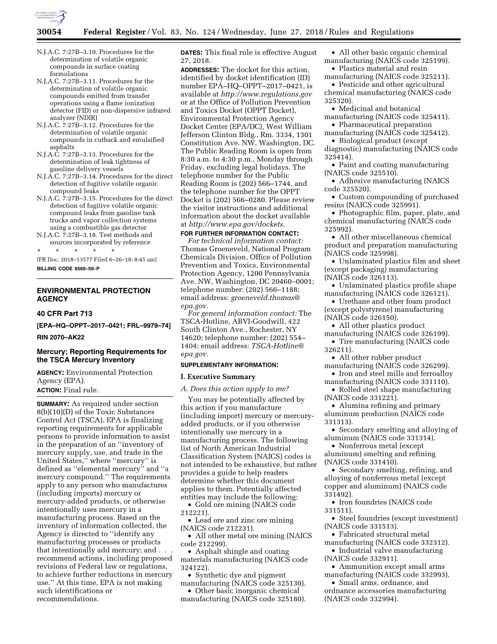 Reporting Requirements for the TSCA Mercury Inventory - DocsLib