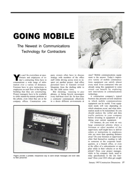 GOING MOBILE the Newest in Communications Technology for Contractors