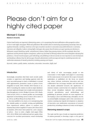 Please Don't Aim for a Highly Cited Paper