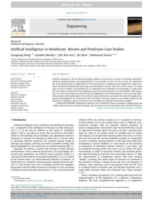 Artificial Intelligence in Healthcare: Review and Prediction Case Studies