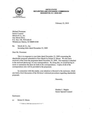 Merck & Co., Inc.; Rule 14A-8 No-Action Letter