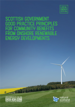 Scottish Government Good Practice Principles for Community Benefits from Onshore Renewable Energy Developments Cares Supports Local Renewable Energy Generation