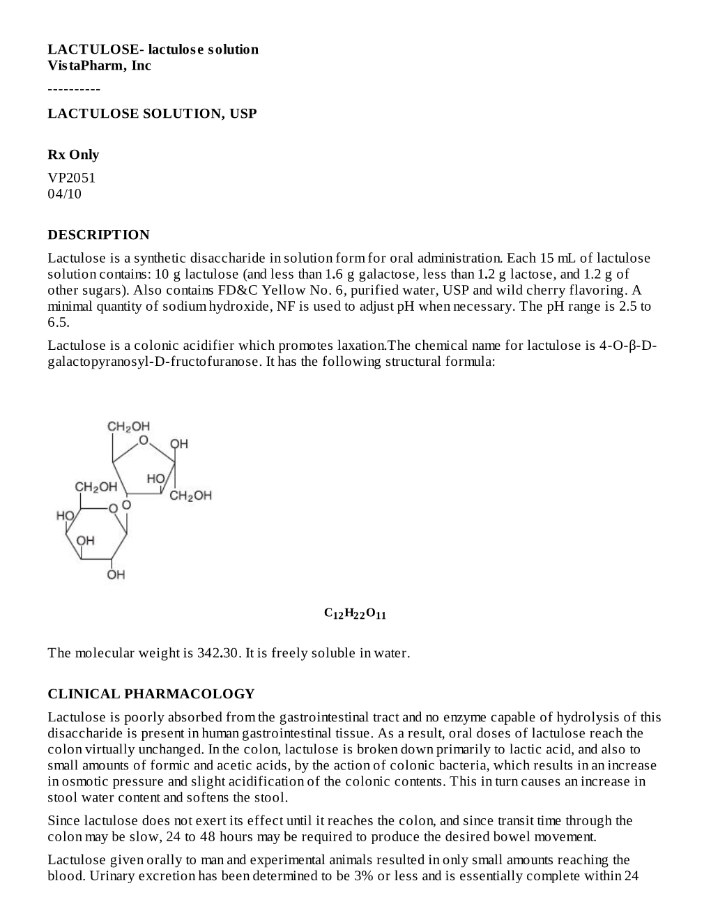 Lactulose Solution, Usp