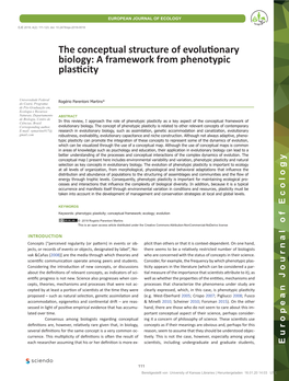 The Conceptual Structure of Evolutionary Biology: a Framework from Phenotypic Plasticity