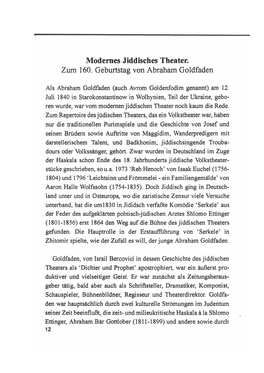 Zum 160. Geburtstag Von Abraham Goldfaden