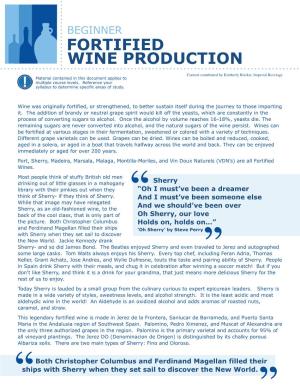 Fortified Wine Production