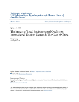 The Impact of Local Environmental Quality on International Tourism Demand: the Case of China