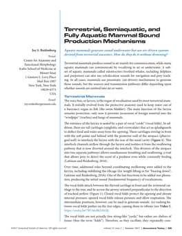 Terrestrial, Semiaquatic, and Fully Aquatic Mammal Sound Production Mechanisms