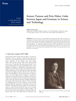 Setsuro Tamaru and Fritz Haber: Links Between Japan and Germany In