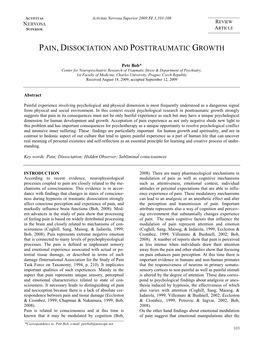 Pain, Dissociation and Posttraumatic Growth