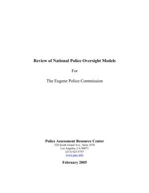 Review of National Police Oversight Models