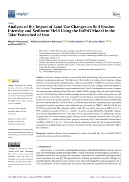 Analysis of the Impact of Land Use Changes on Soil Erosion Intensity and Sediment Yield Using the Intero Model in the Talar Watershed of Iran