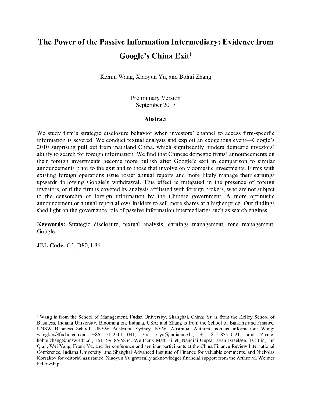 Evidence from Google's China Exit