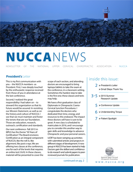 Nuccanews Newsletter of the National Upper Cervical Chiropractic Association - Nucca