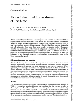 Retinal Abnormalities in Diseases of the Blood