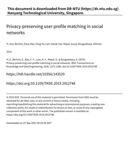 Privacy‑Preserving User Profile Matching in Social Networks